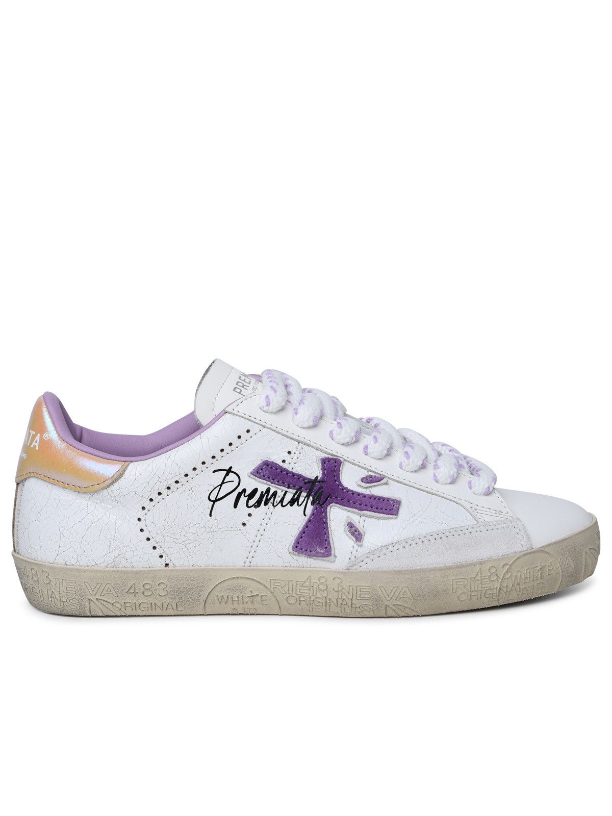 image of Premiata 'stevend' White Leather Sneakers, Women's (Size 7)