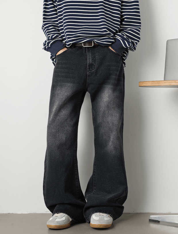 Jean American men's loose retro washed distressed flared jeans Size US 32 / EU 48 - 1 Thumbnail
