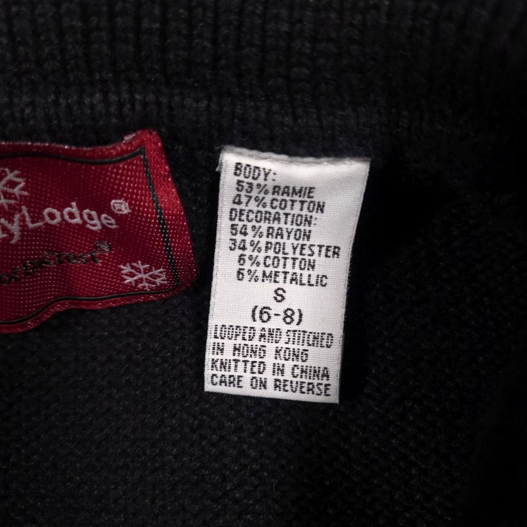 Vintage HolidayLodge by Northcrest Sweater Womens S Black Full Zip Christmas Patchwork Size S / US 4 / IT 40 - 5 Thumbnail