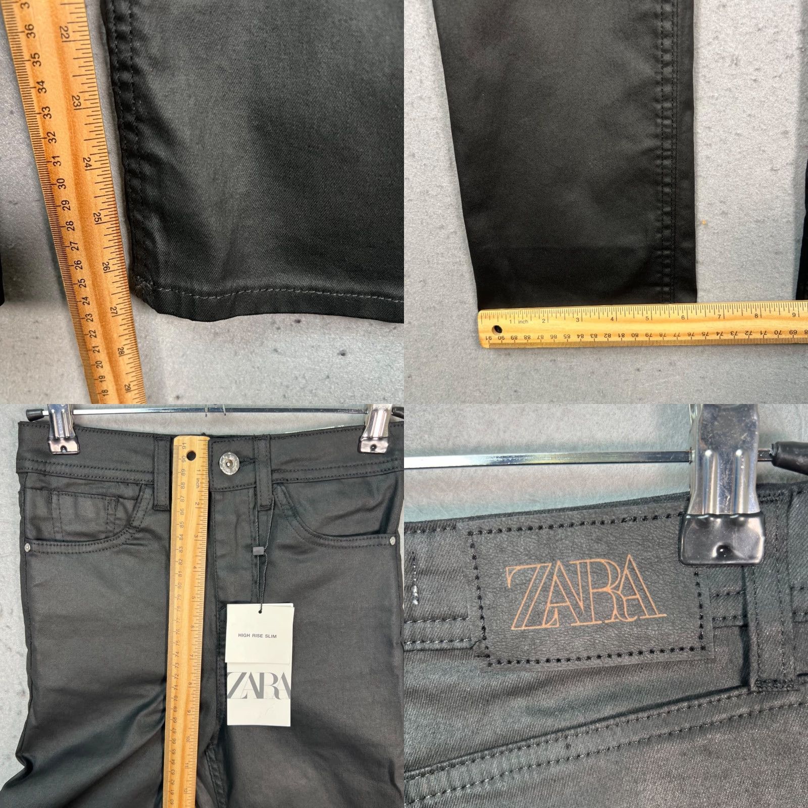Zara Zara Jeans Slim Black Faux Coated High-Rise Denim 5-Pocket Adult Womens 0 Jeans Fall Winter Spring Summer Size 25" / US 0 / IT 36 - 8 Thumbnail