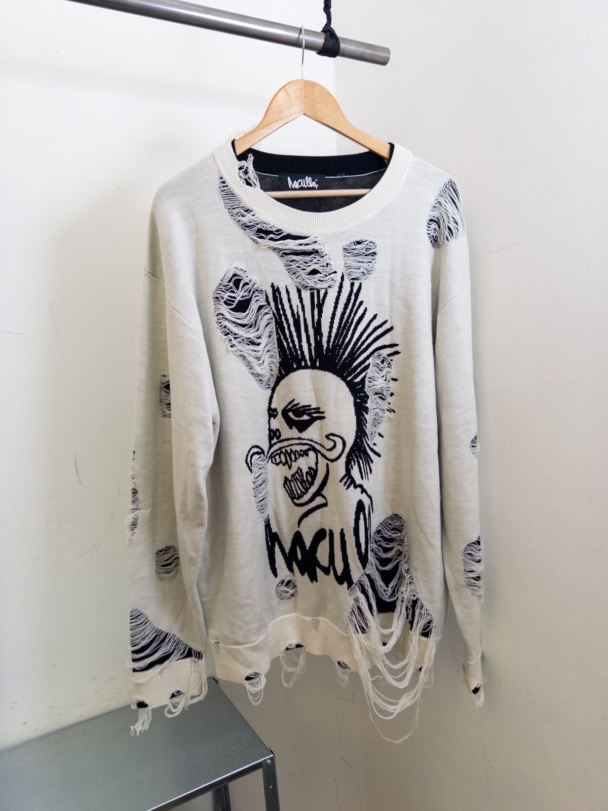 Haculla Haculla Distressed Punk Skull Sweater Knit Destroyed Jumper Size US XL / EU 56 / 4 - 1 Thumbnail