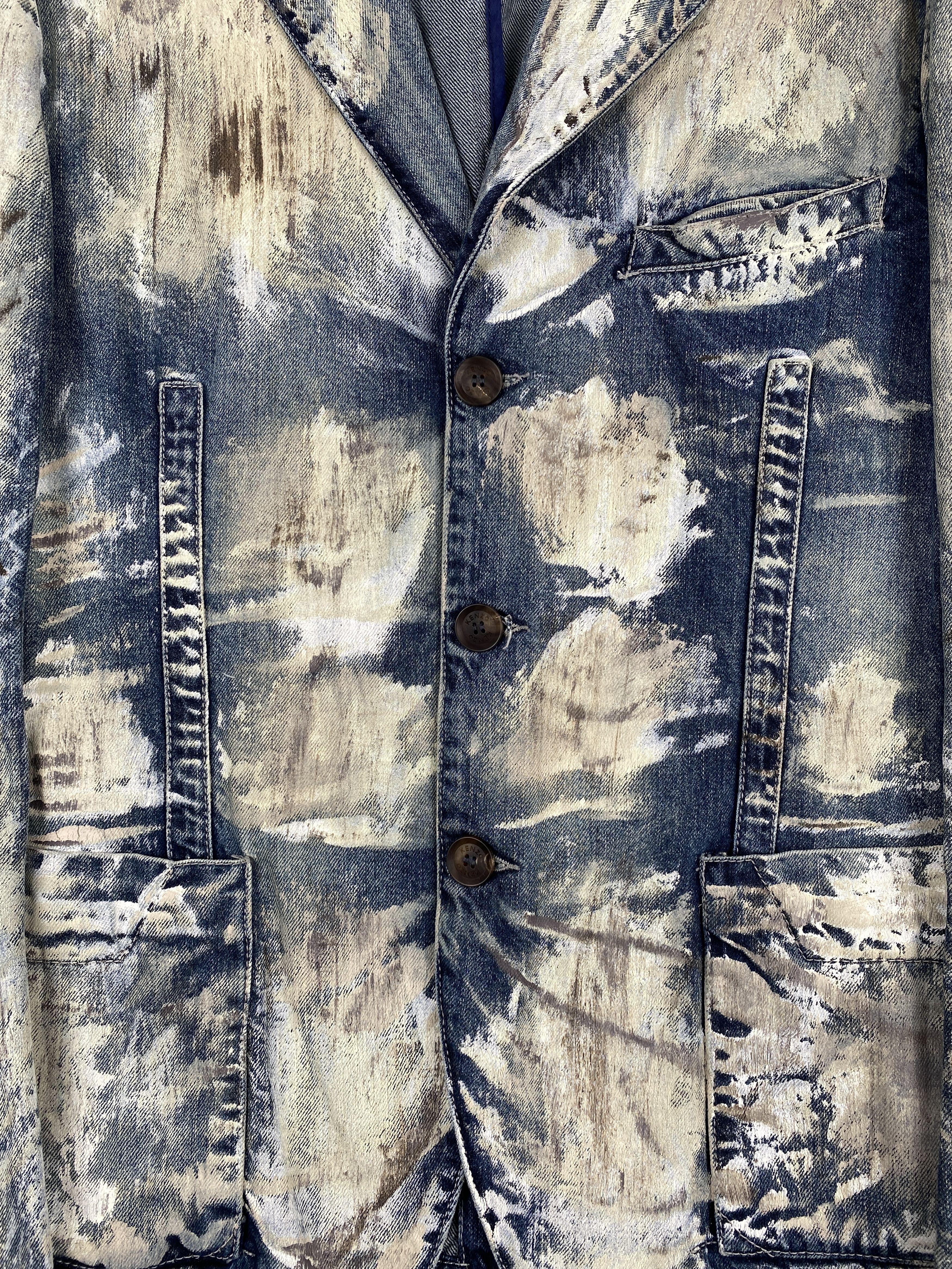 Kenzo Paint Splattered Denim Suit Jacket Size US M / EU 48-50 / 2 - 5 Thumbnail