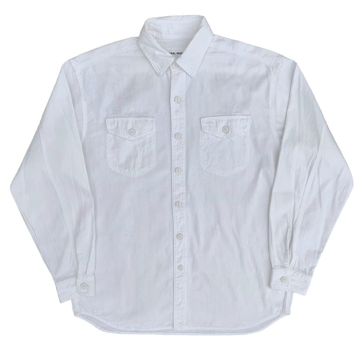 image of Vintage General Research Double Pocket Work Shirt in White, Men's (Size Large)