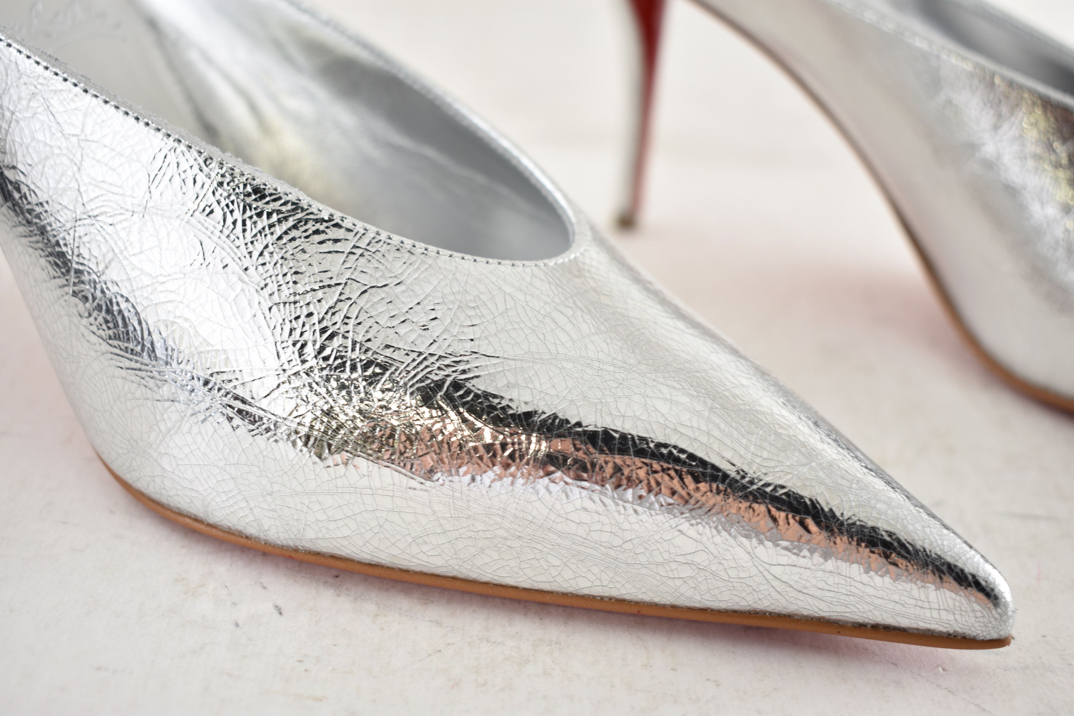 Christian Louboutin Miss Z Slimimule 80 Silver Backless Slide Mule Heel Pump 39 Size US 9 / IT 39 - 7 Thumbnail