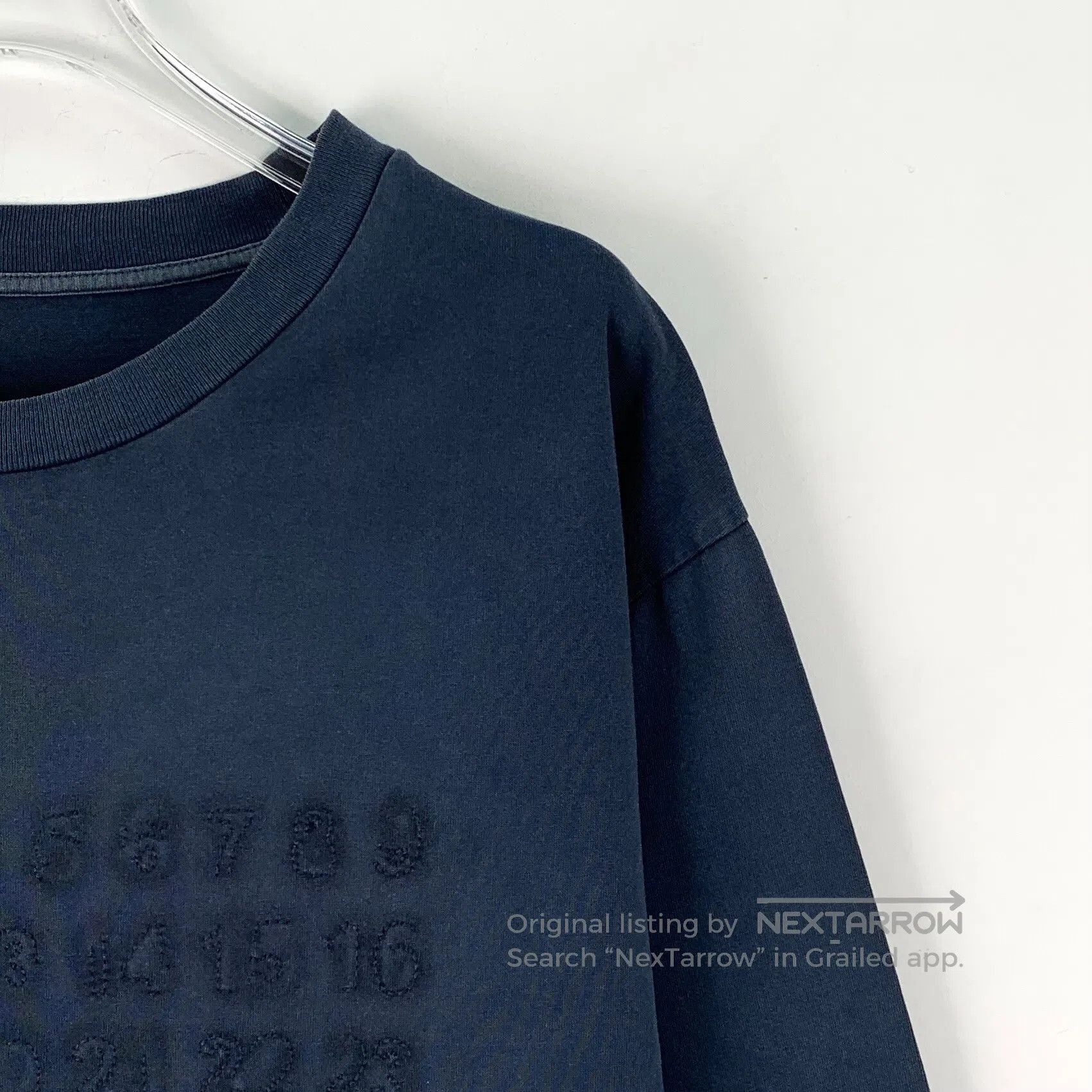 Maison Margiela Maison Margiela Dark Blue Logo Cutout Cotton Crew Neck Sho Size US S / EU 44-46 / 1 - 3 Thumbnail