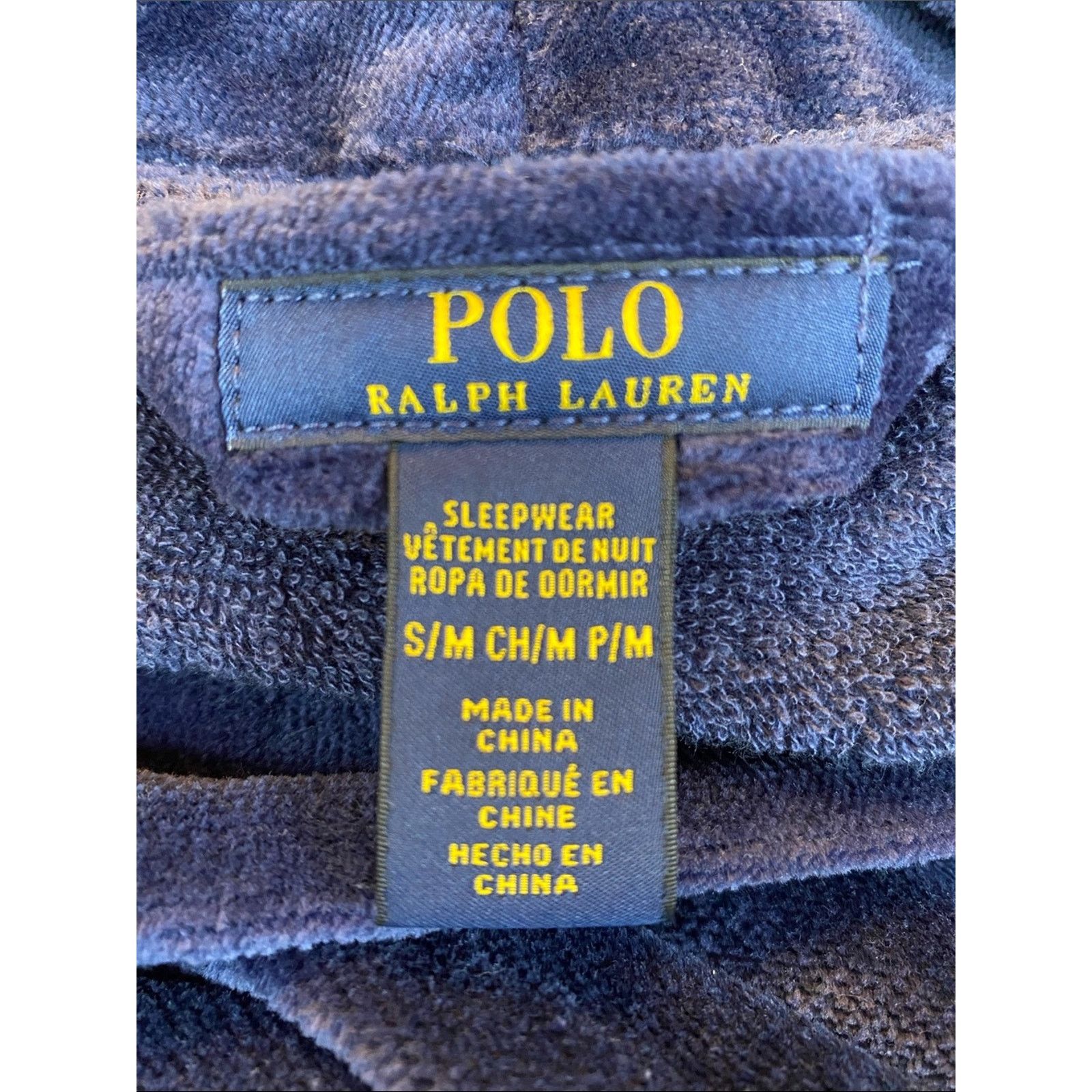 Polo Ralph Lauren Polo Ralph Lauren Navy Terry Robe w Lg Red Polo Pony Mens S Size 46 - 3 Thumbnail