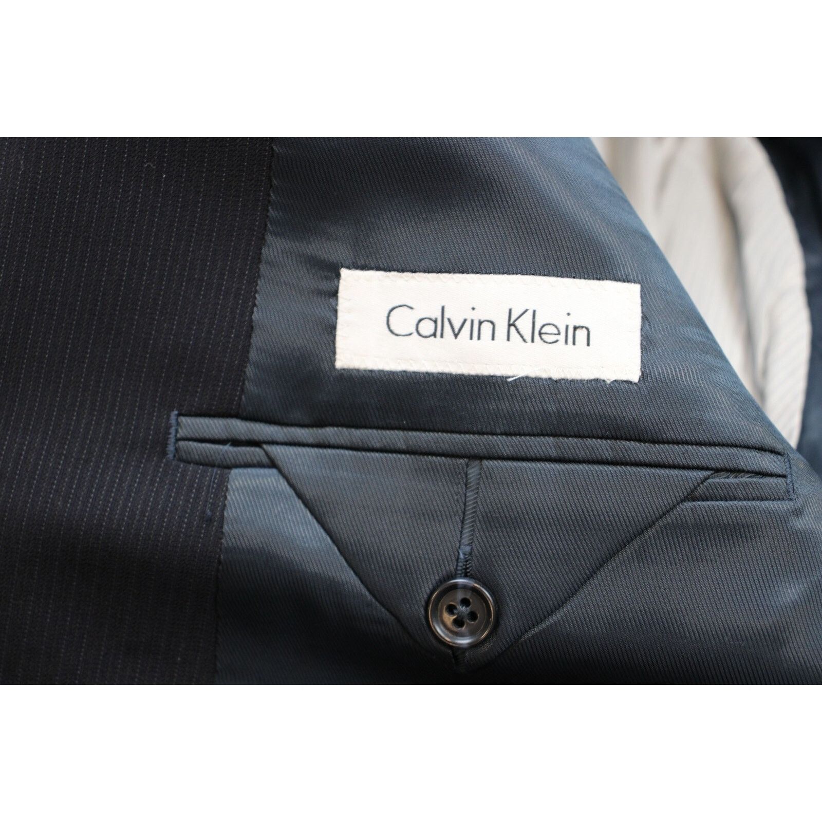 Calvin Klein Calvin Klein Blazer Men's 42R Navy Blue Wool Single Breasted Size 42R - 3 Thumbnail