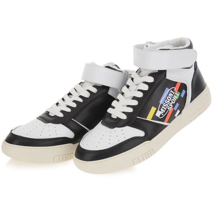 Missoni o1y0225 Logo Hi-Top Sneakers in White/Black Size US 5 / EU 37 - 4 Thumbnail