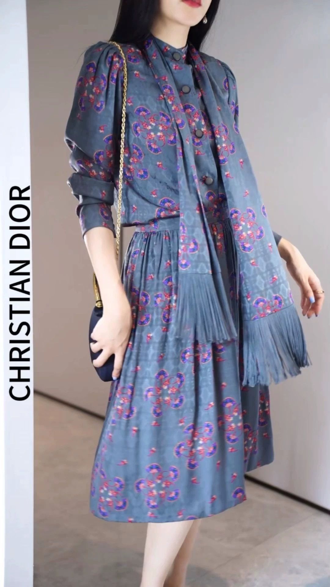 Dior Christian Dior CD Fan Print Tassel Scarf Set Women's Size M / US 6-8 / IT 42-44 - 1 Thumbnail
