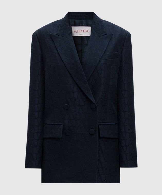 Valentino o1s22i1n0924 Double-Breasted Toile Icon Jacket in Blue Size M / US 6-8 / IT 42-44 - 1 Thumbnail