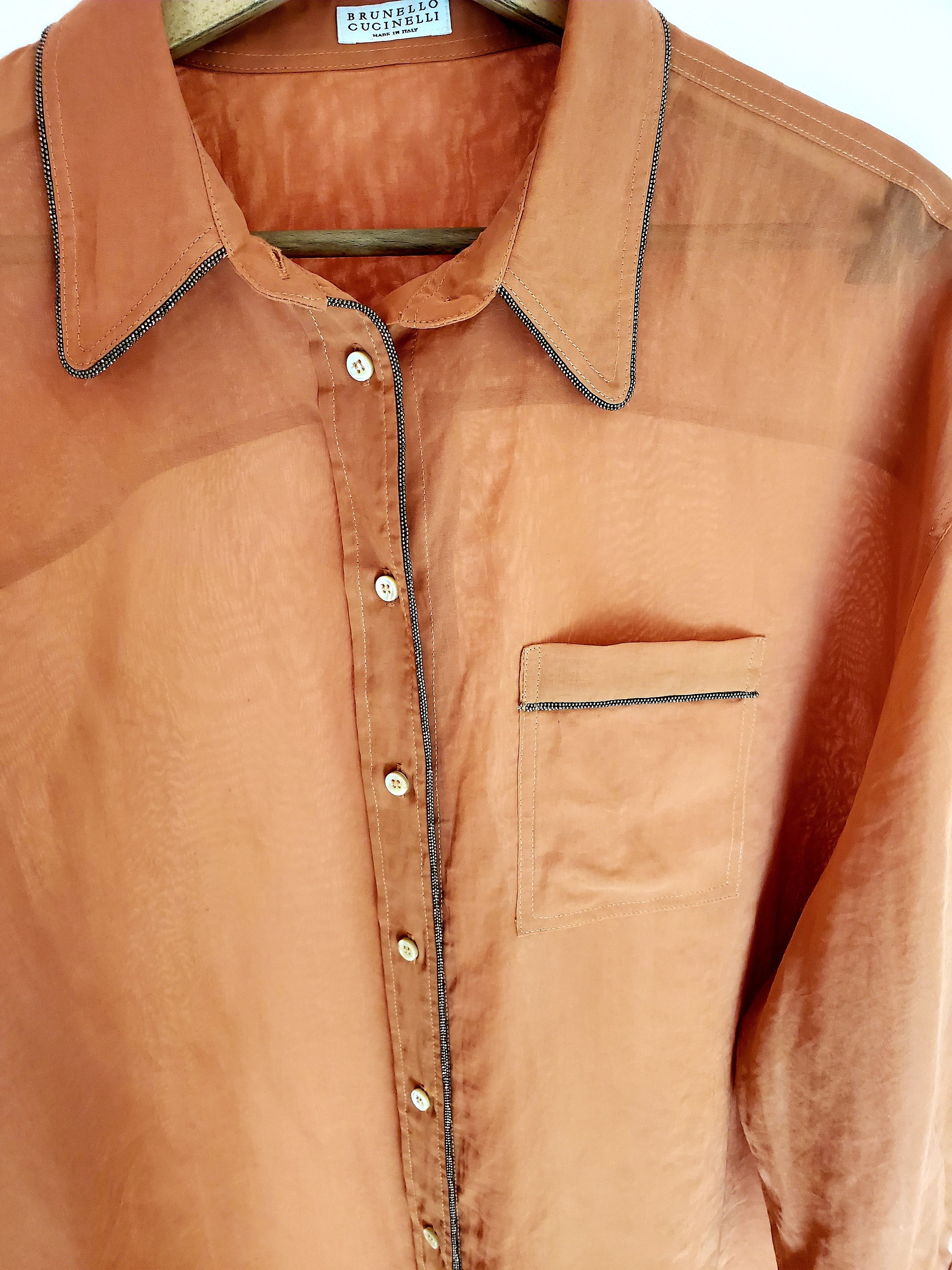 Brunello Cucinelli Brunello Cucinelli - Monili embellished cotton shirt perfect Size XL / US 12-14 / IT 48-50 - 3 Thumbnail