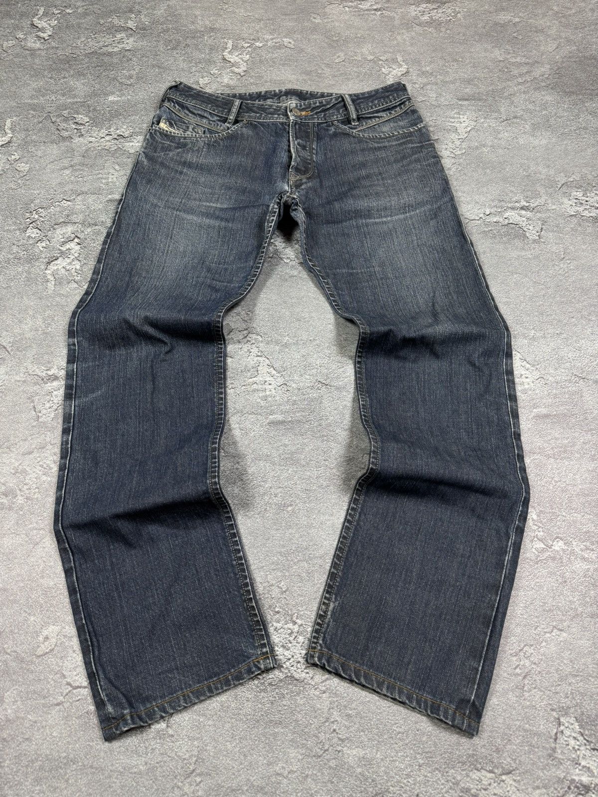 Pre-owned Diesel 2000s Y2k  Bootcut Flared Jeans Size 33 Faded Retro In Blue