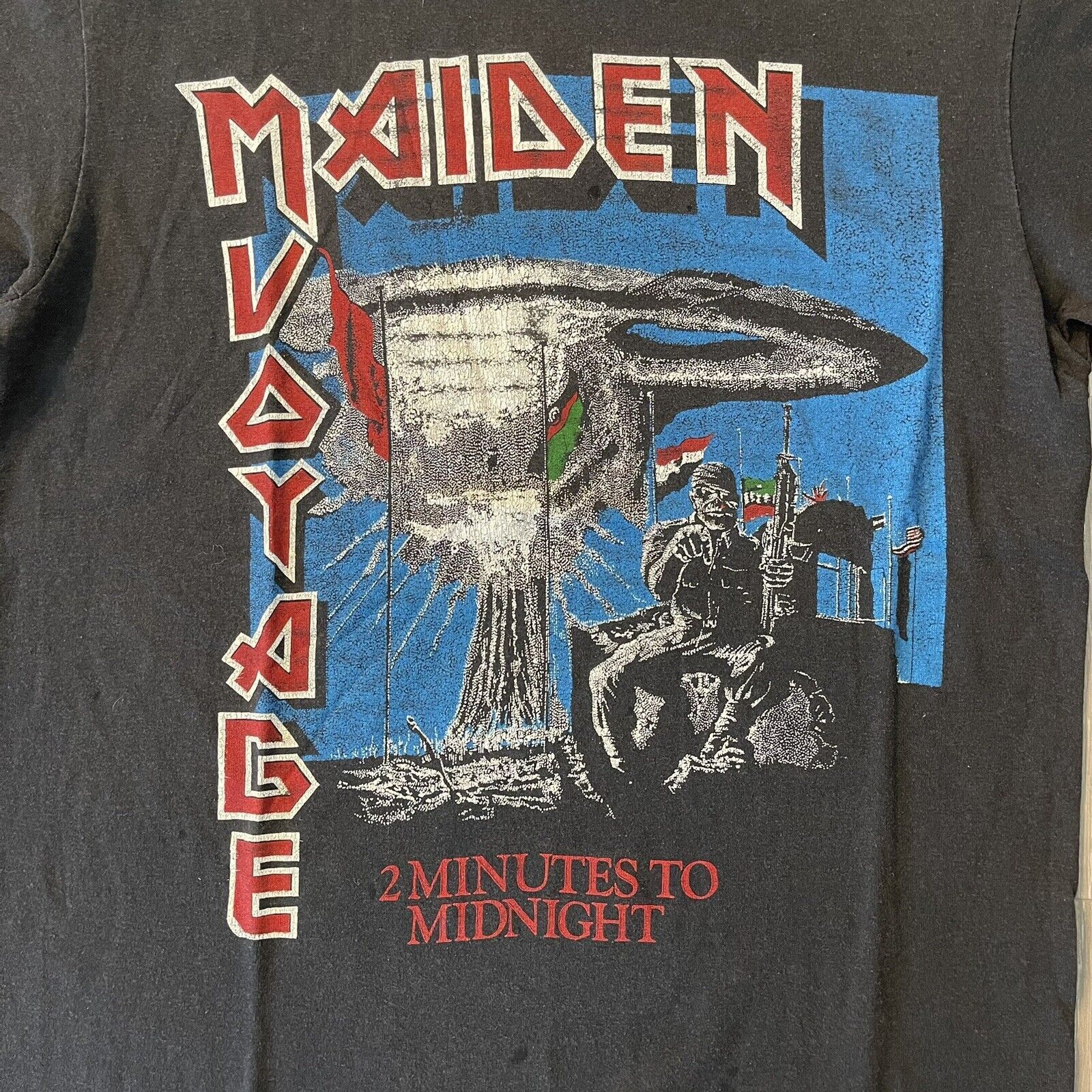 Vintage Vtg Iron Maiden Mummy T-Shirt M Faded Black Maiden Voyage Size US M / EU 48-50 / 2 - 4 Thumbnail