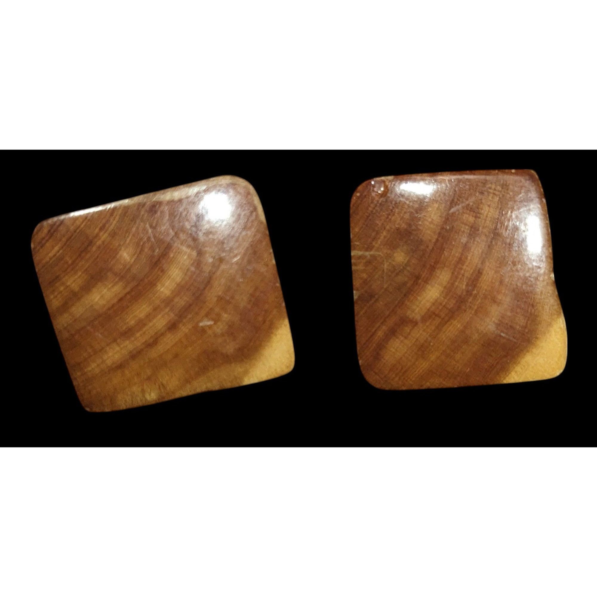 Other Vintage Brown Wood Square Retro Cuff Links Size ONE SIZE - 1 Thumbnail