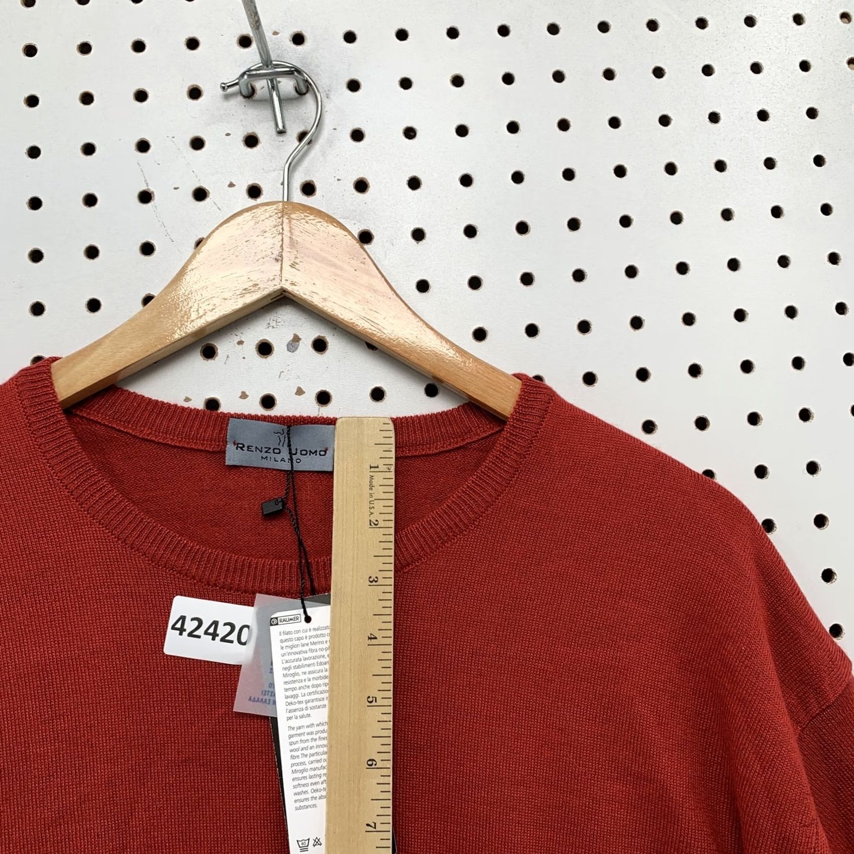 Lorenzo Uomo Renzo Uomo Merino Wool Sweater Mens 3XL Orange Pullover Long Sleeve NWT Vintage Size US XXL / EU 58 / 5 - 6 Thumbnail