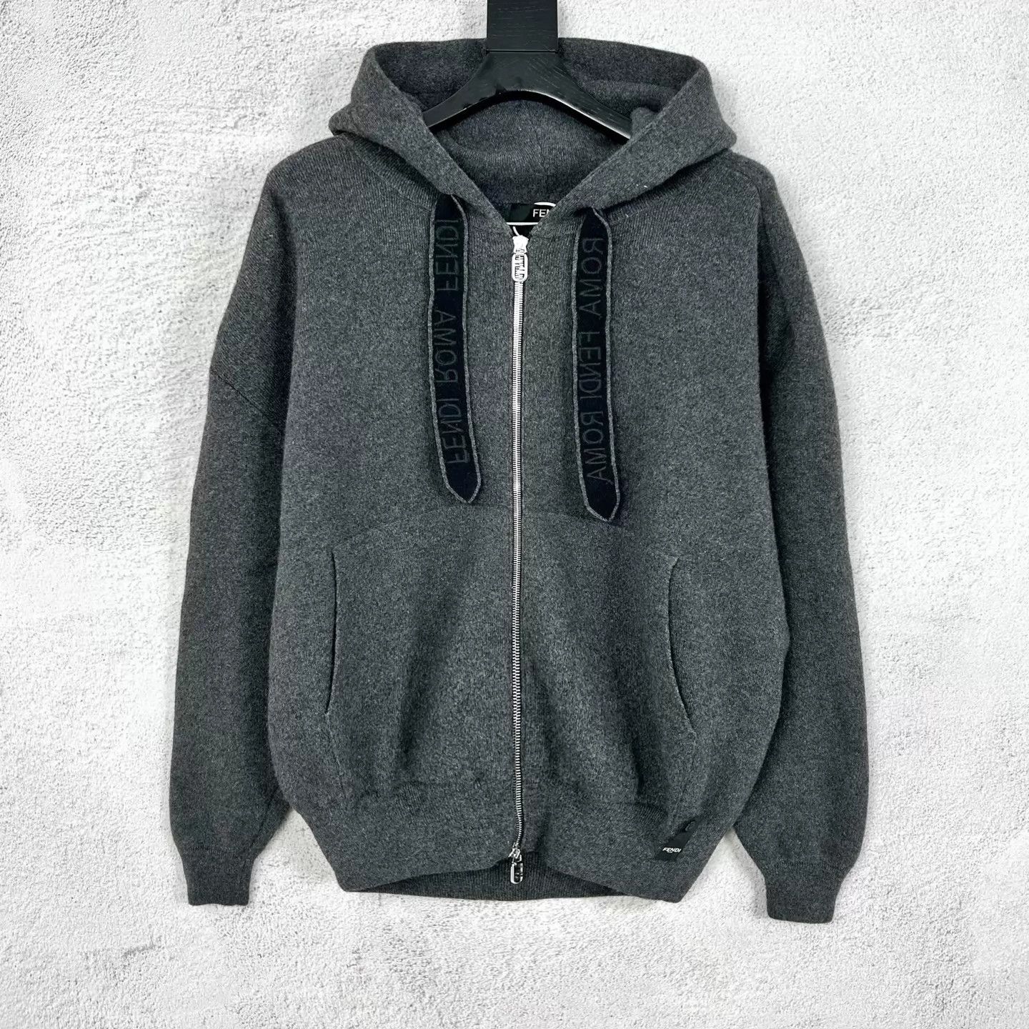 Fendi Fendi New Gray Cashmere Wool Blend Hooded Cardigan 44 Size US S / EU 44-46 / 1 - 1 Thumbnail