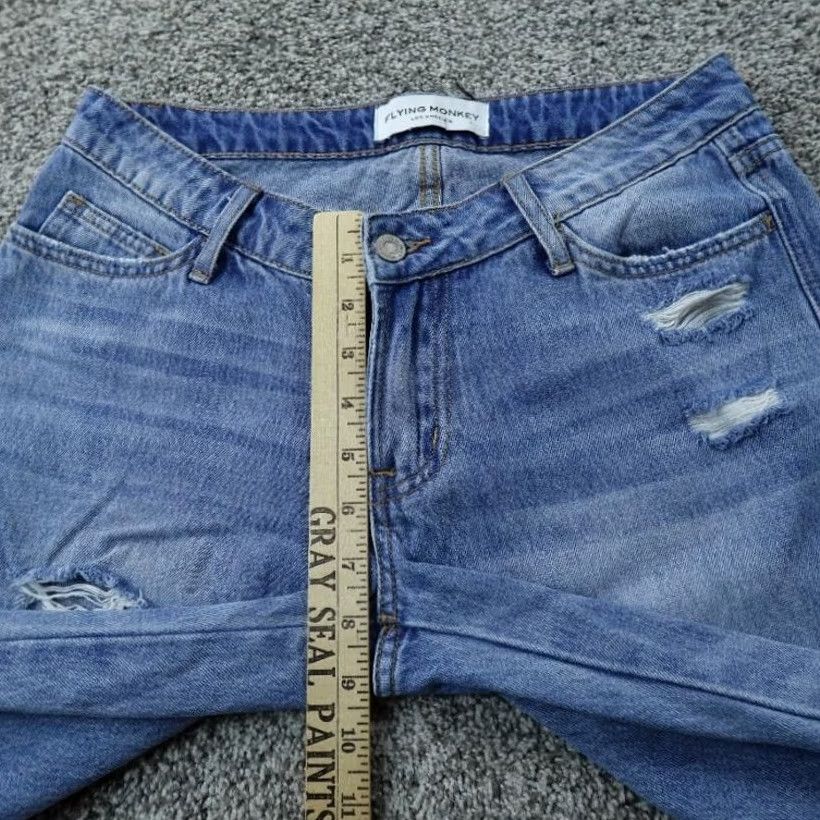 Vintage Flying Monkey Jeans Womens 26 Light Blue Denim Low Rise Flare Boho Faded Jeans Size 26" / US 2 / IT 38 - 4 Thumbnail