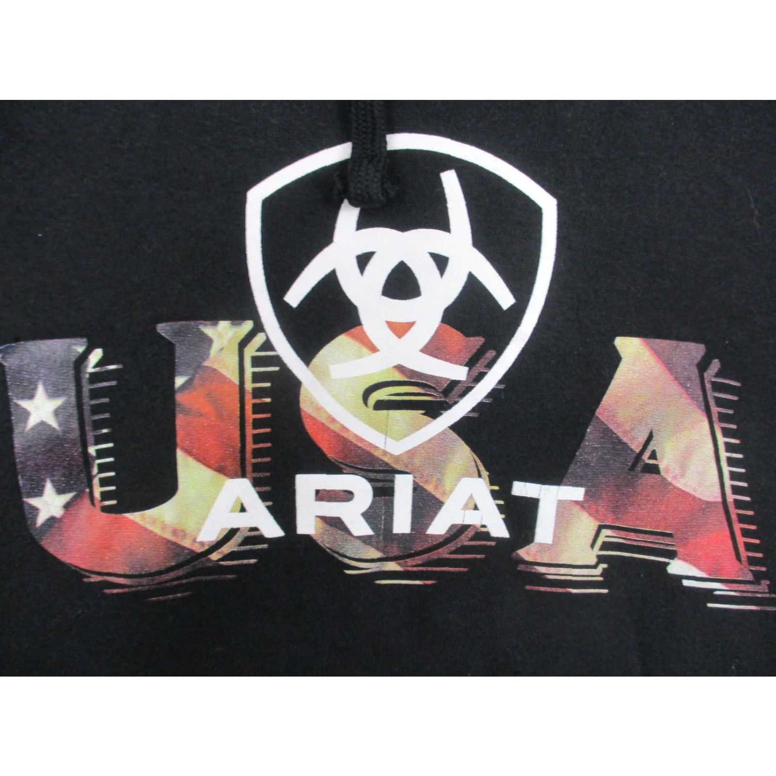 Ariat Ariat Hoodie Mens Large Black USA Proud Sweatshirt American Flag Pullover Pocket Size US L / EU 52-54 / 3 - 6 Thumbnail