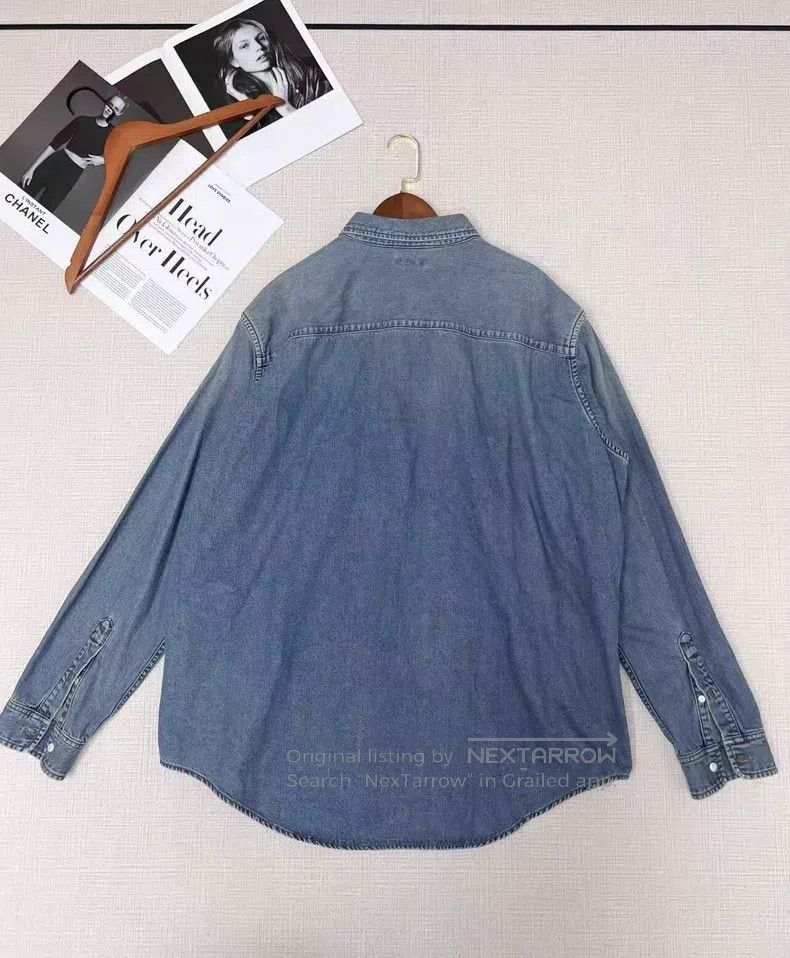 Balenciaga Balenciaga size 39 Embroidered Logo Denim Shirt Jacket Size US S / EU 44-46 / 1 - 4 Thumbnail
