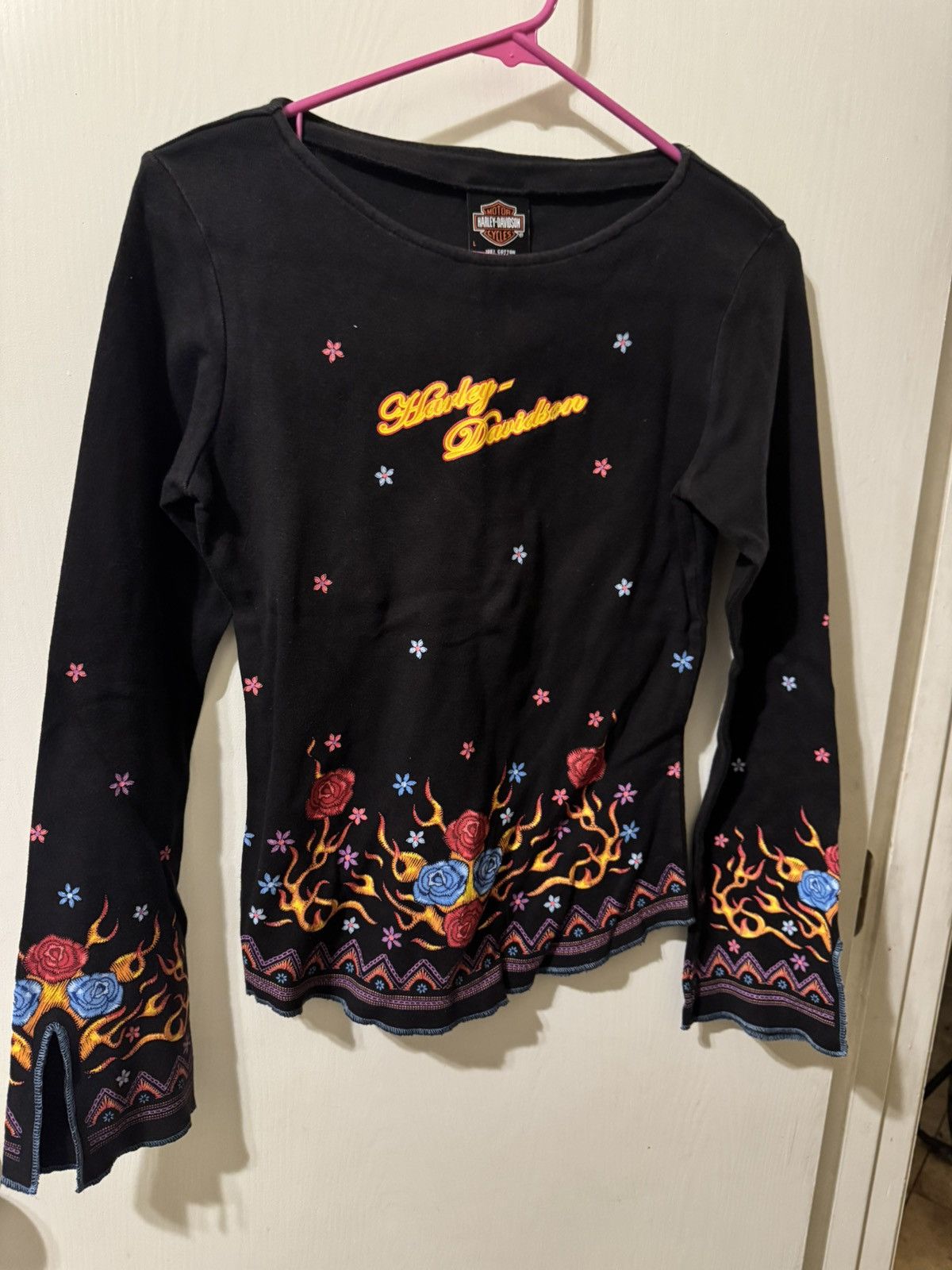 Harley Davidson Y2K vintage Woman’s Floral Harley Long Sleeve Size L / US 10 / IT 46 - 1 Thumbnail
