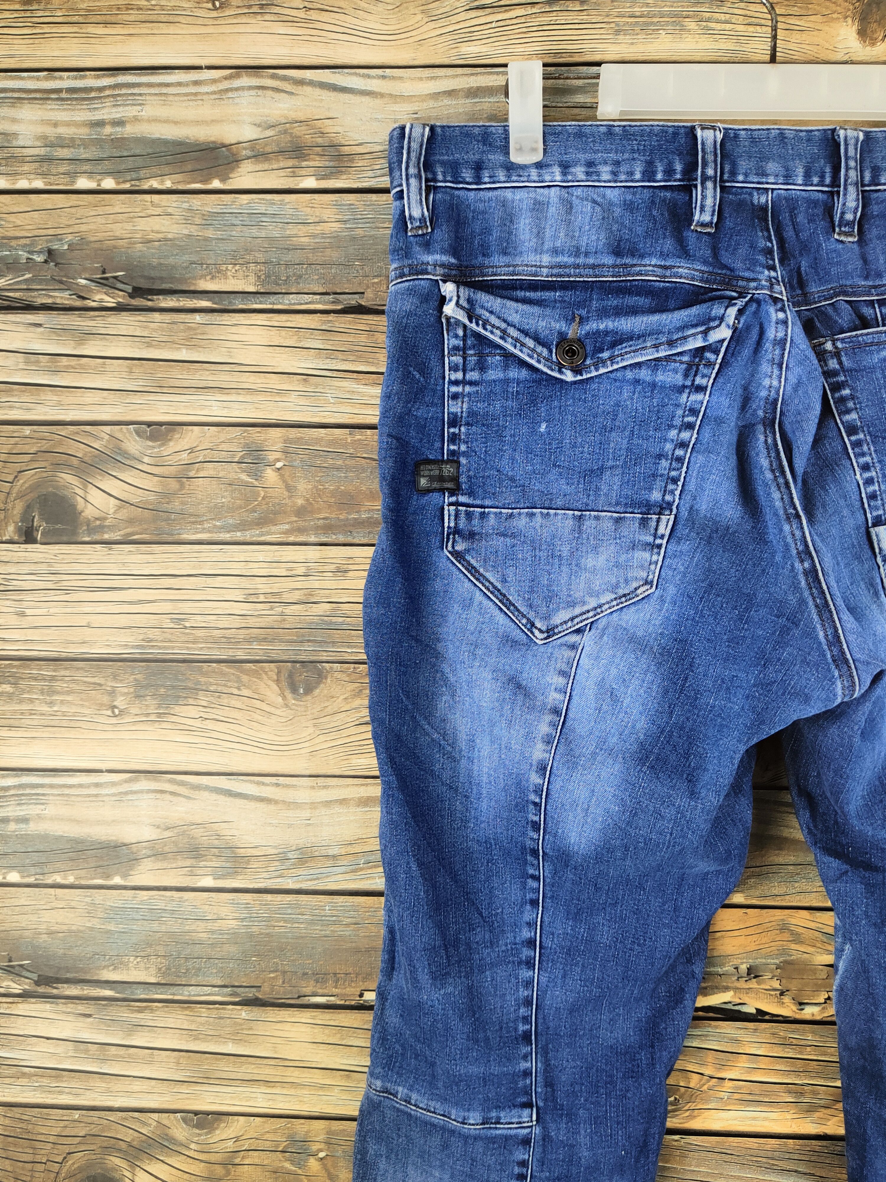Japanese Brand I'z Frontier Blue Distressed Ripped Jeans #S2927 Size US 35 - 12 Thumbnail