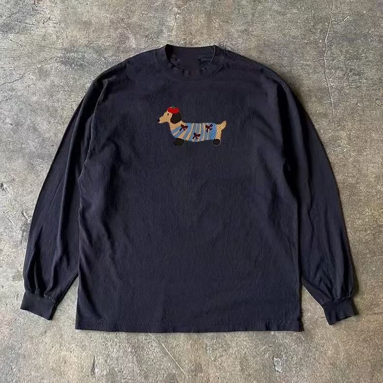 Vintage Black retro dachshund print long-sleeved t-shirt Size US M / EU 48-50 / 2 - 1 Thumbnail