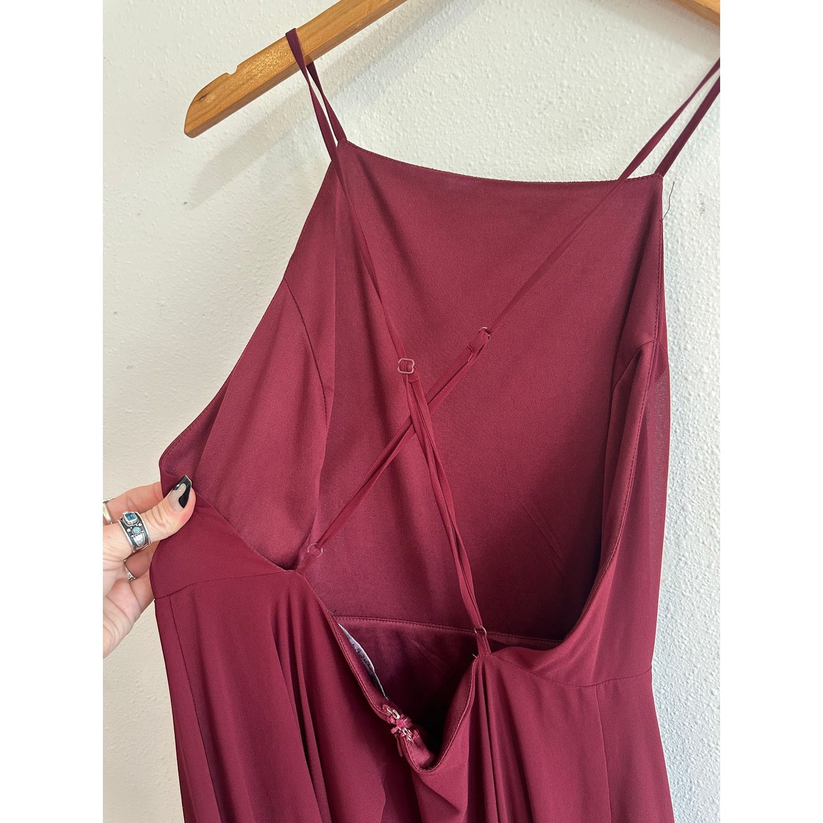 Other Lulu’s Burgundy Square Neck Low Back Gown Size L / US 10 / IT 46 - 5 Thumbnail