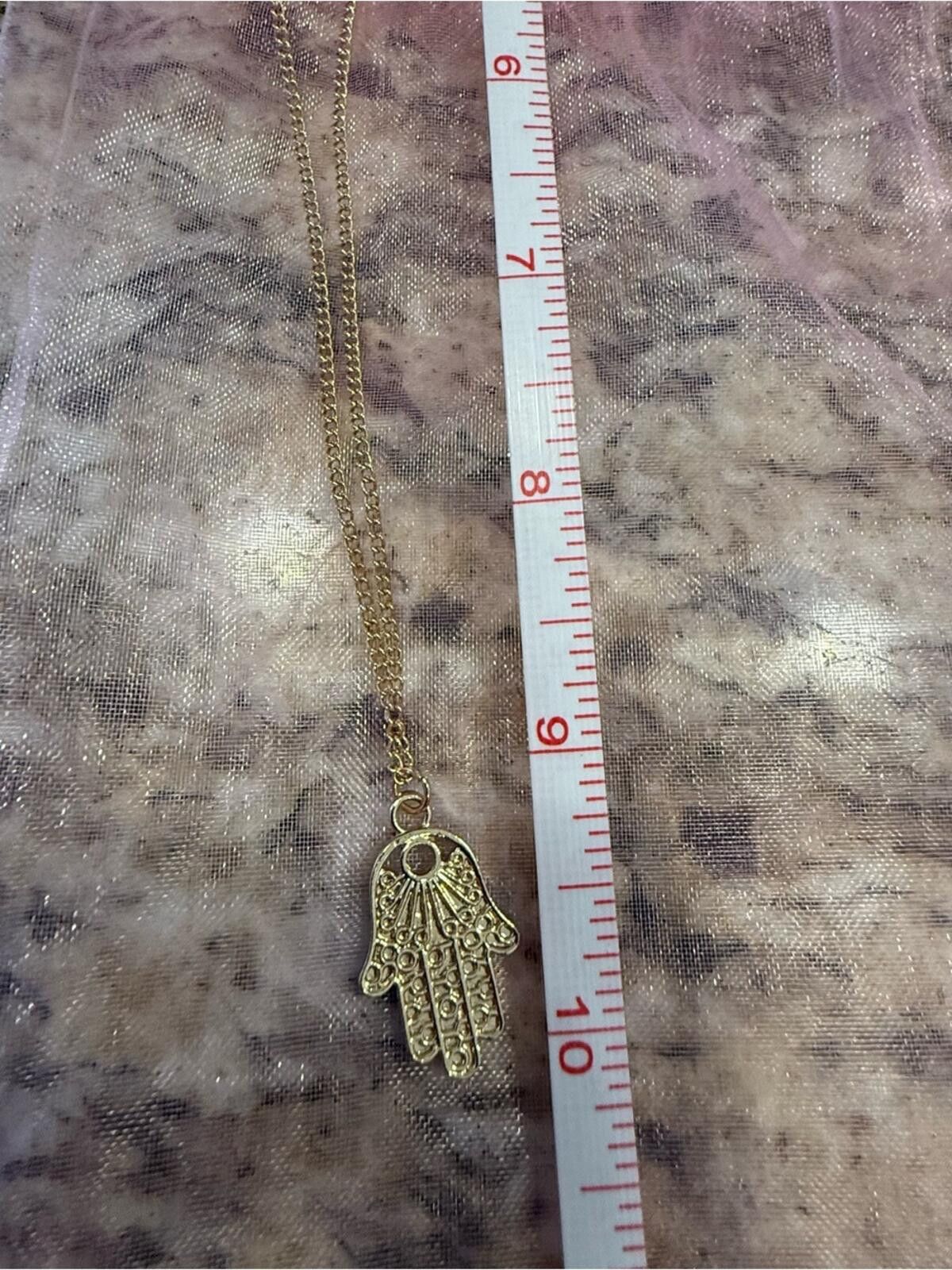 Other Rhinestone hand charm necklace gold dainty link chain Size ONE SIZE - 6 Thumbnail