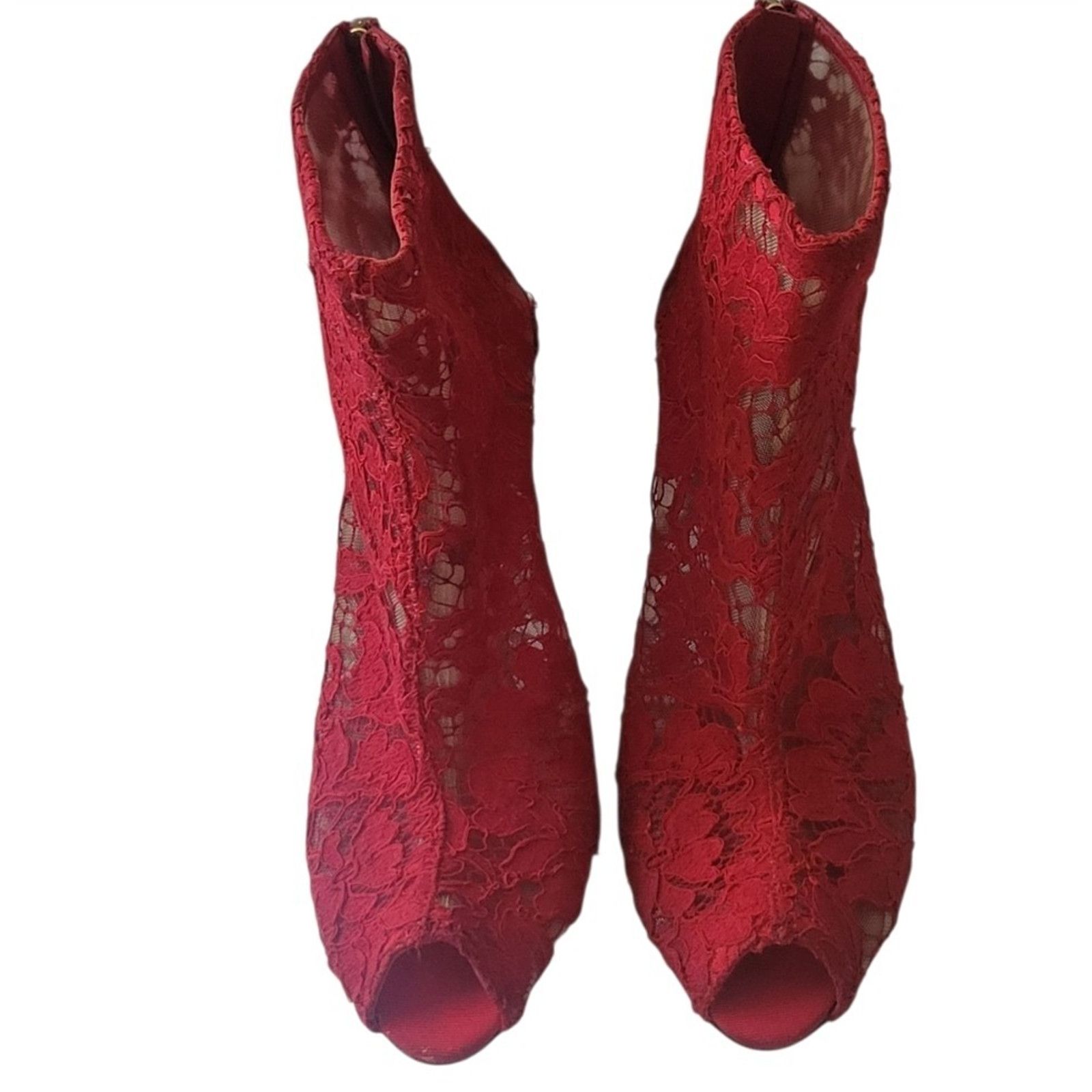 Dolce & Gabbana Dolce & Gabbana Red Lace Women Bootie Size 39 / 9 Size US 9 / IT 39 - 4 Thumbnail