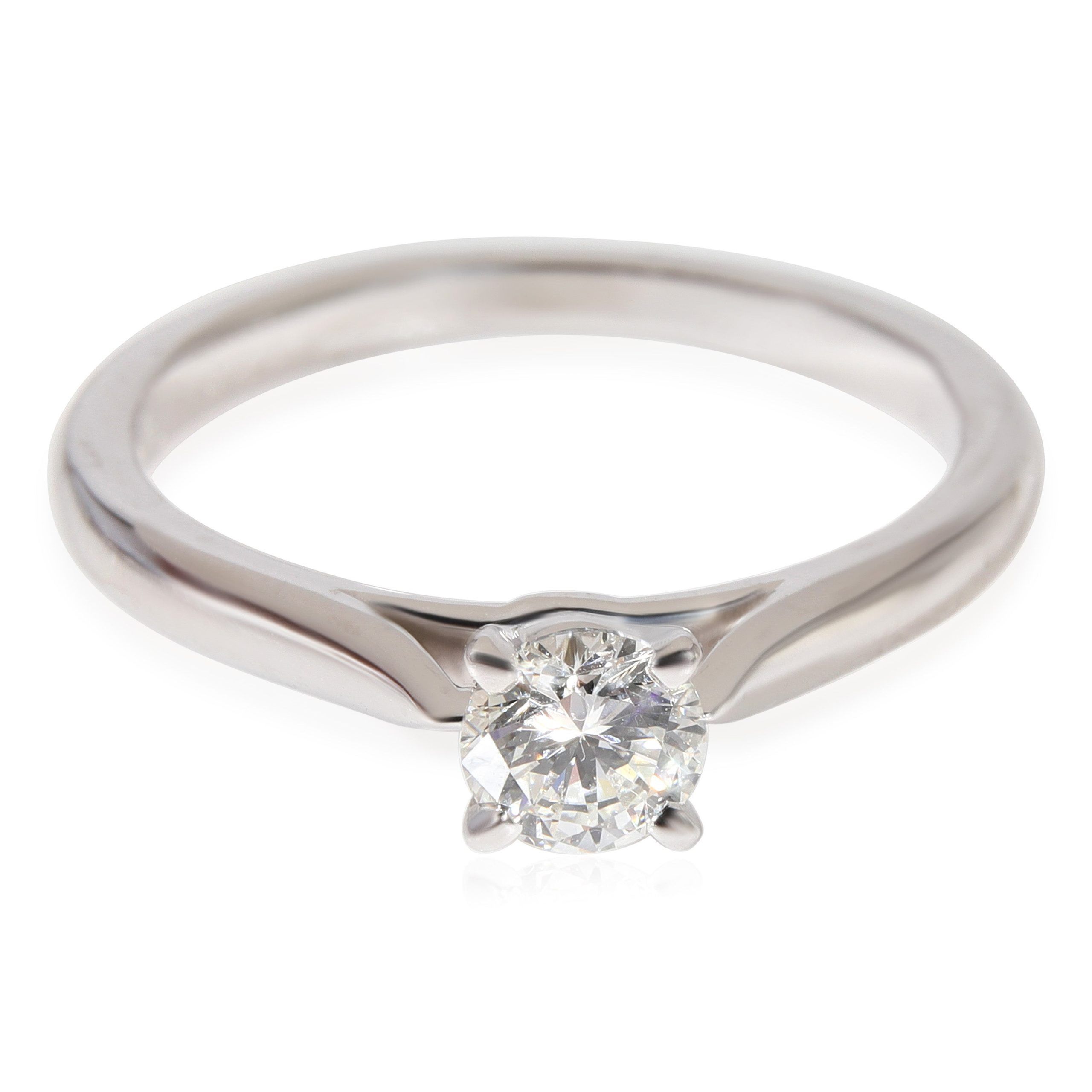 image of Cartier 1895 Diamond Solitaire Engagement Ring In Platinum G Vs1 0.35 Ctw in Silver, Women's