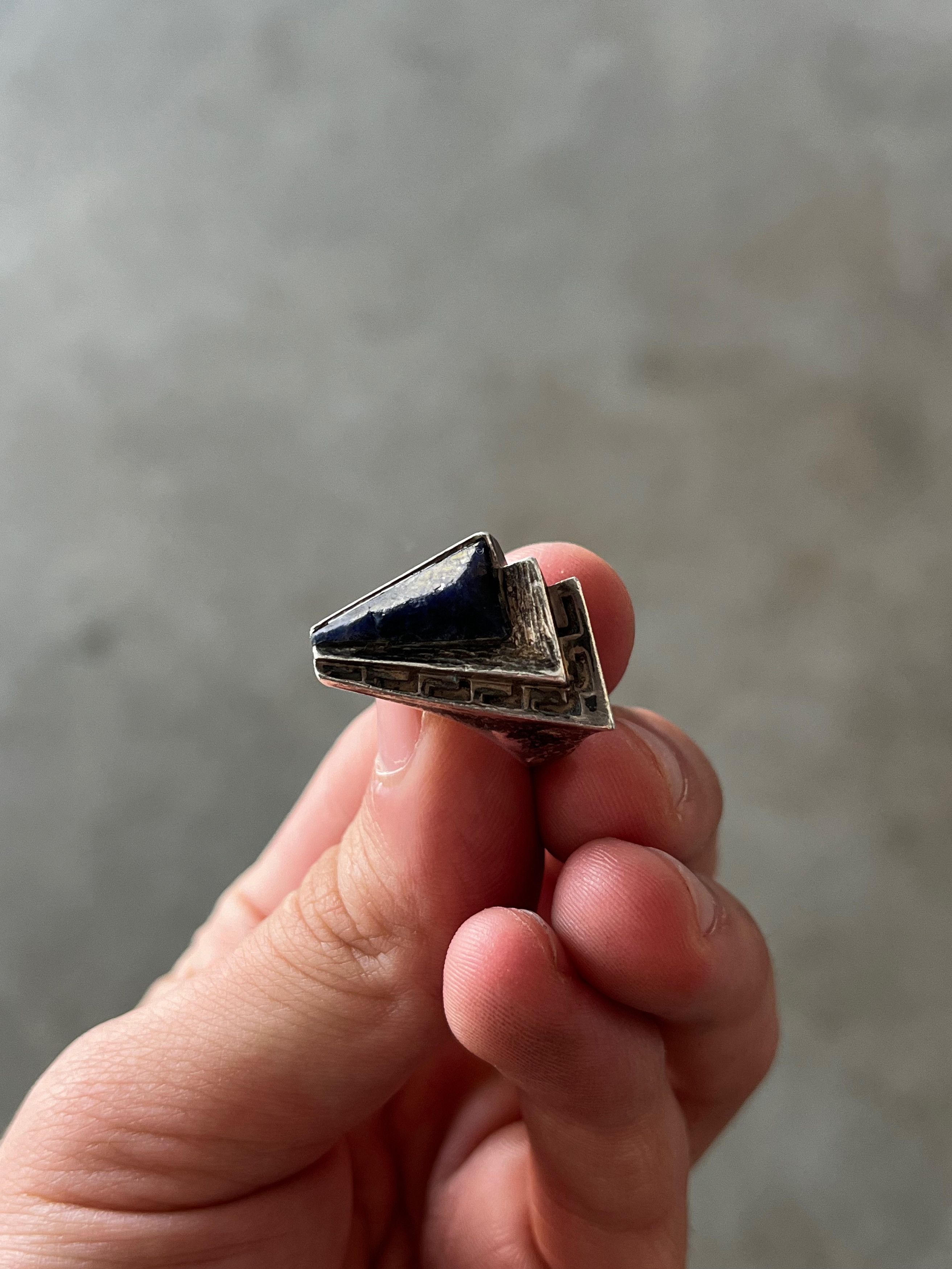 Jewelry × Sterling Silver Unique Geometric Sterling Silver Ring – Vintage Size 32 - 2 Thumbnail