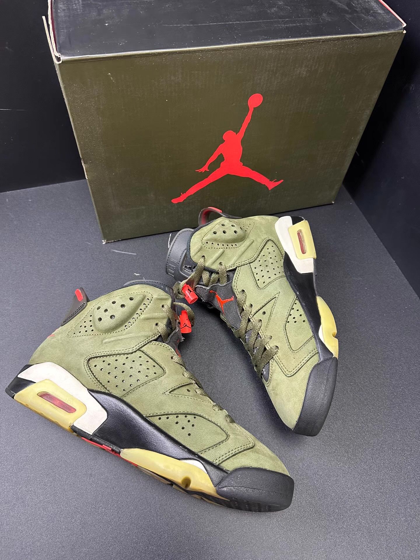 Nike Air Jordan 4 Retro x Travis Scott Olive Ｑ20 Size US 8 / EU 41 - 5 Thumbnail