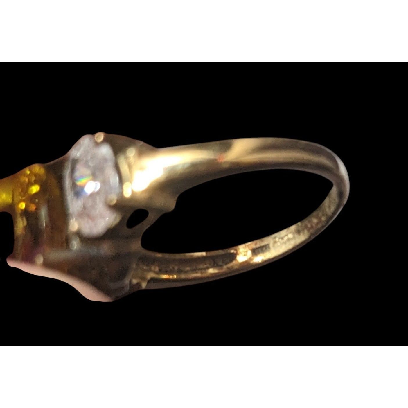 Other Brilliant Three Stone Sterling Silver Gold Tone Plated Engag Size ONE SIZE - 14 Thumbnail