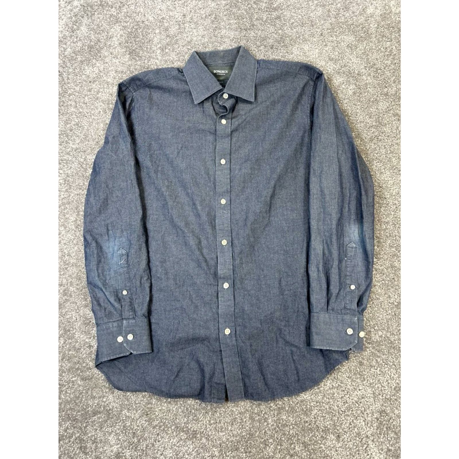 Bonobos Bonobos Shirt Mens 16 Blue Cotton Button Up Casual Slim Regular Button Up Shirt Bonobos Mens Blue Cotton 16 Size US L / EU 52-54 / 3 - 2 Thumbnail