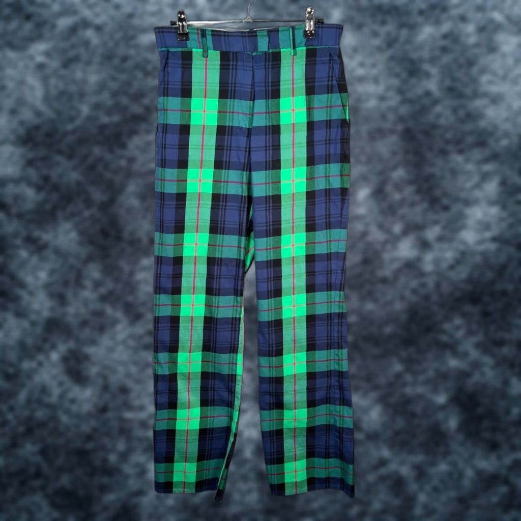 Lilly Pulitzer Womens 2 Pants Navy Blue Green Plaid Tartan Chino Straight 31 In Inseam Adult Regular Size 2 Womens