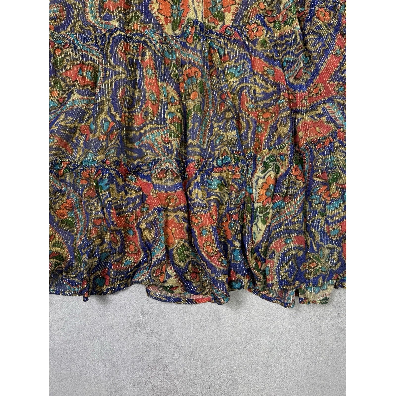 Oliphant OLIPHANT RUFFLE TIERED MAXI PERSIAN COBALT SIZE L DRESS Size L / US 10 / IT 46 - 10 Thumbnail