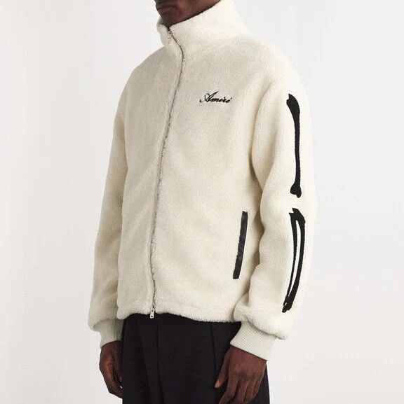 Amiri oc11z0126 Bones Fleece Jacket in Ivory Size US XL / EU 56 / 4 - 3 Thumbnail