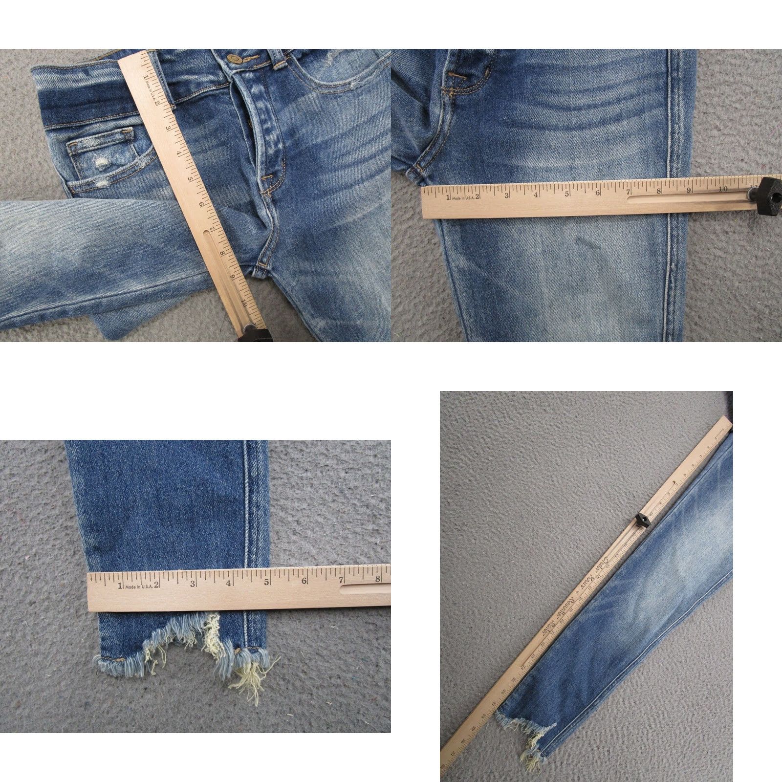 Vintage Flying Monkey Womens Button Fly Blue Skinny Jeans Ankle Size 26 Leather? (Note: Original contains no leather) Size 26" / US 2 / IT 38 - 8 Thumbnail