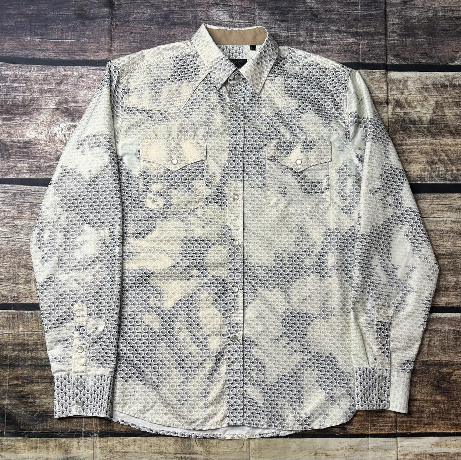 PGA Tour Toku Shirt Men's Medium Pearl Snap Abstract Geometric Satin Size US M / EU 48-50 / 2 - 1 Thumbnail