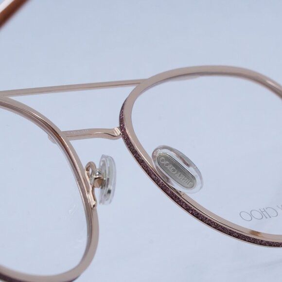 Jimmy Choo Jimmy Choo JC230 0EYR 00 Eyeglasses Gold Pink 51mm Round Size ONE SIZE - 5 Thumbnail