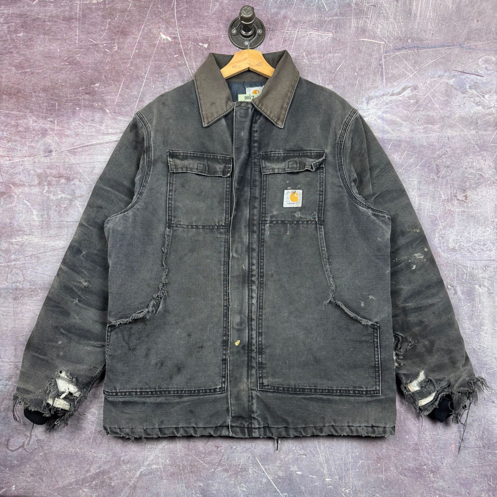 Carhartt × Vintage 90s Faded Black Thrashed Carhartt Arctic Work Jacket L 2321 Size US L / EU 52-54 / 3 - 1 Thumbnail