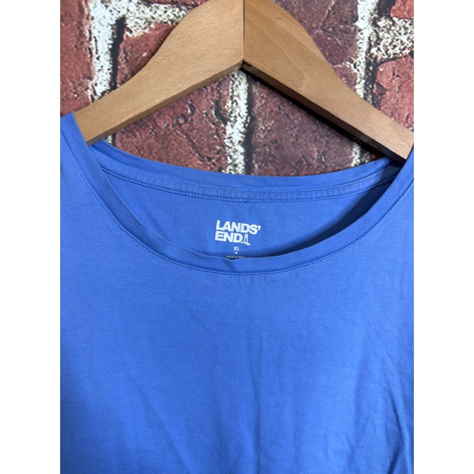 Lands' End Lands' End Womens Blue Crew Neck Short Sleeve T-Shirt XL 18-20 Regular Fit Easy Care Modern Casual Knit T-Shirt Women Size XL / US 12-14 / IT 48-50 - 2 Thumbnail