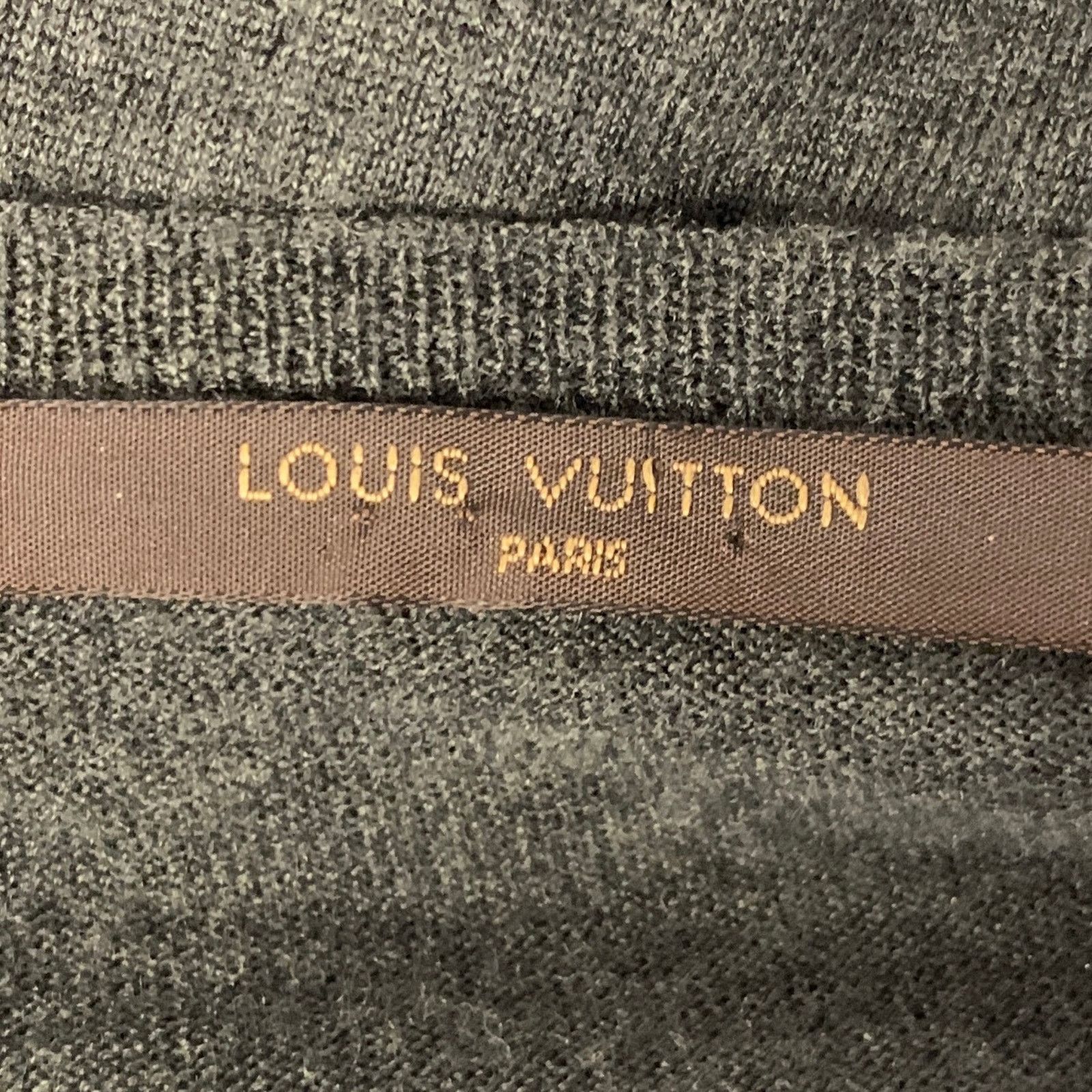 LOUIS VUITTON XXL Grey Charcoal Knitted Wool V-Neck Pullover