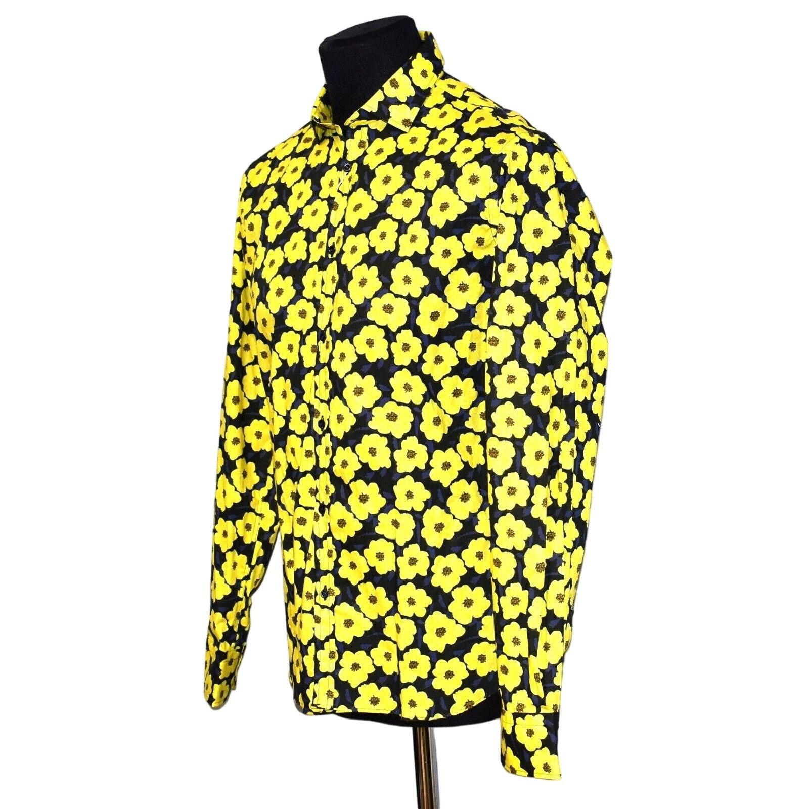 AGLINI NWT AGLINI Yellow Floral Cotton David Slim Shirt Size 40 Size US M / EU 48-50 / 2 - 2 Thumbnail