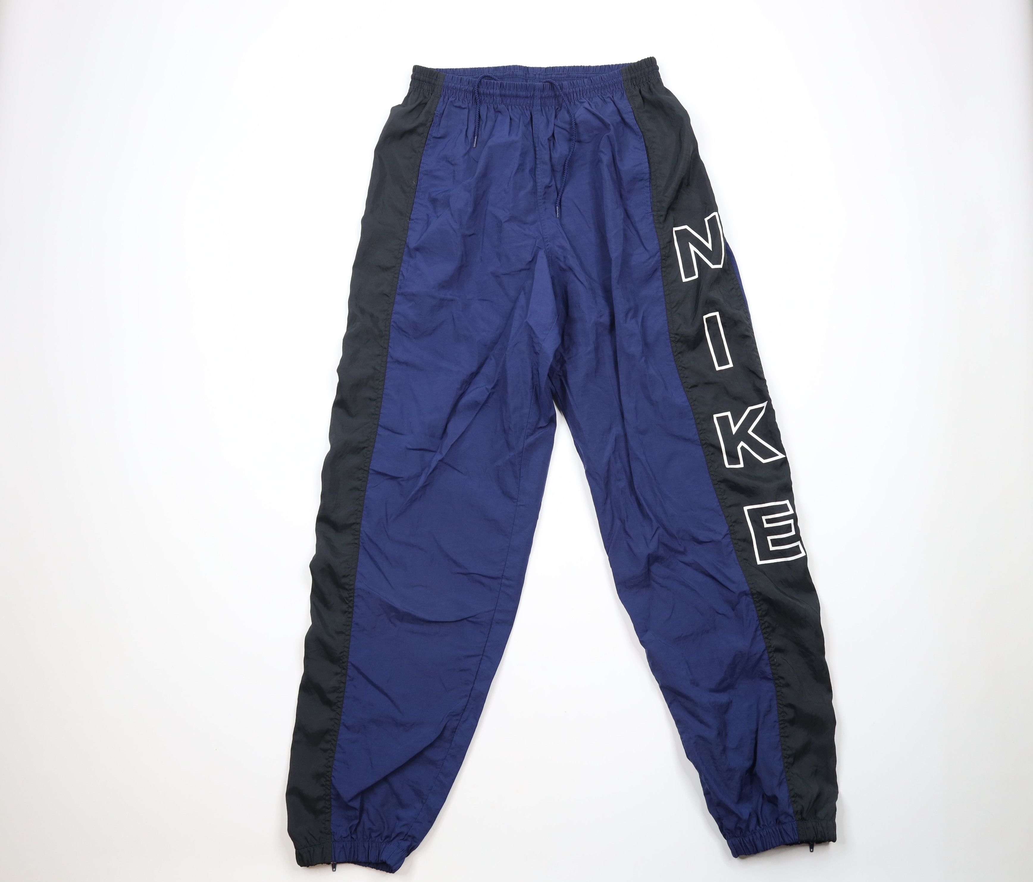 Nike × Vintage Vintage 90s Nike Block Letter Nylon Joggers Jogger Pants Size 34 - 1 Thumbnail