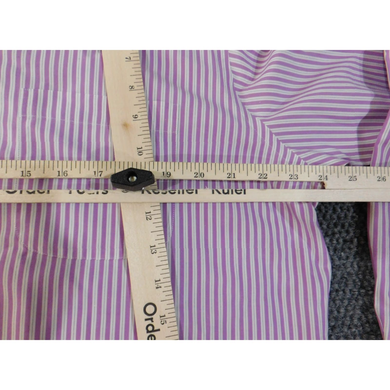 Brooks Brothers Brooks Brothers Dress Shirt Mens 17 Purple Slim Fit Striped Button Down Collar 1818 Barrel Cuff Business Size 46R - 4 Thumbnail