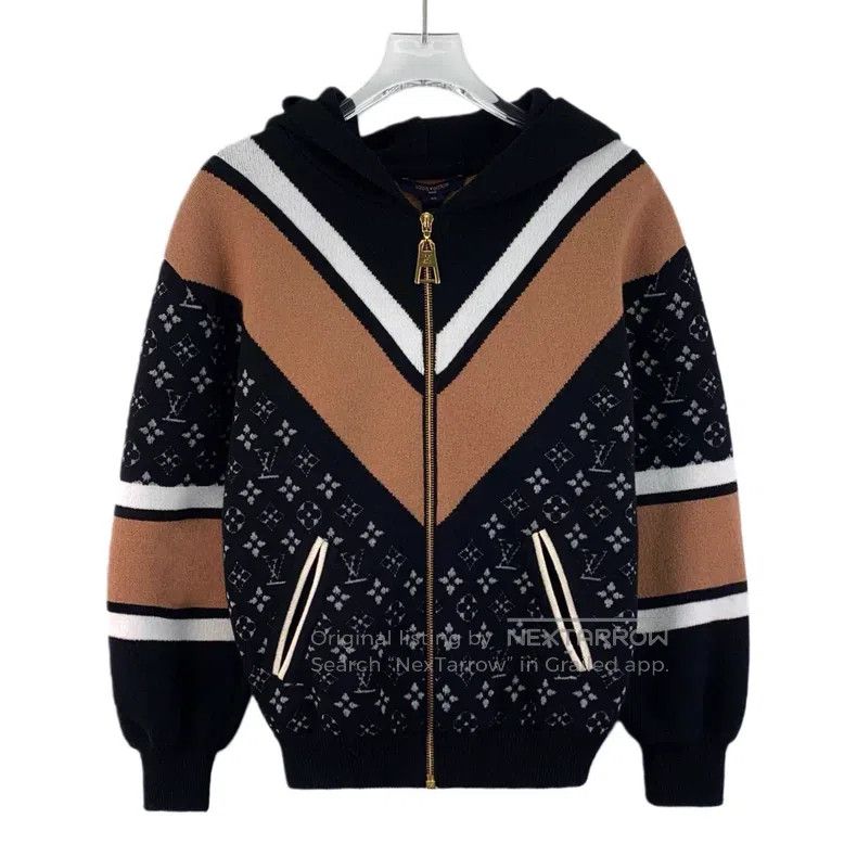 Louis Vuitton Color-block striped logo full-print sheepsk