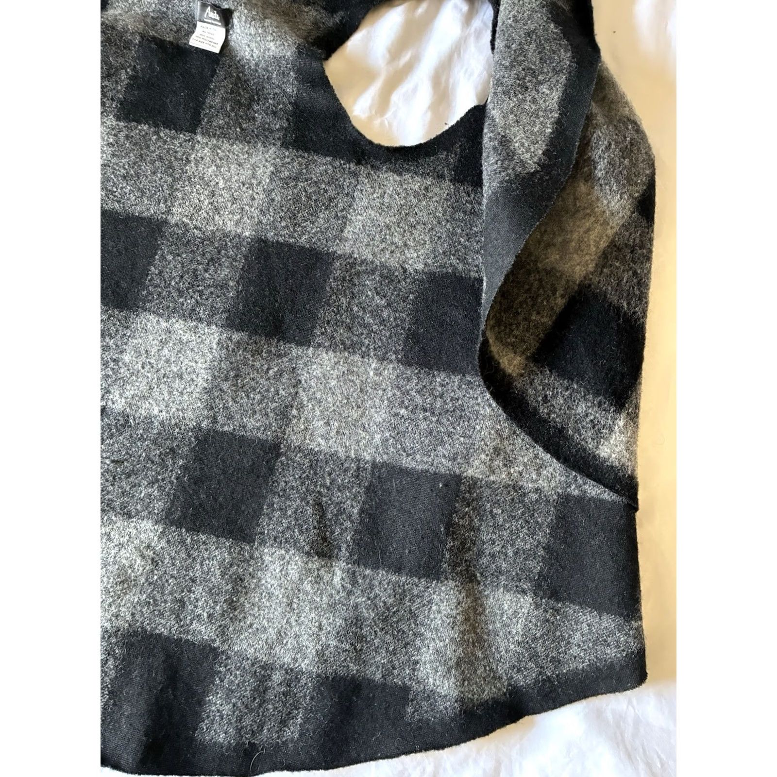 Vintage Amita Vest Cardigan Made in Italy Wool Blend OS Plaid Waterfall Open Front Boho Size ONE SIZE - 5 Thumbnail