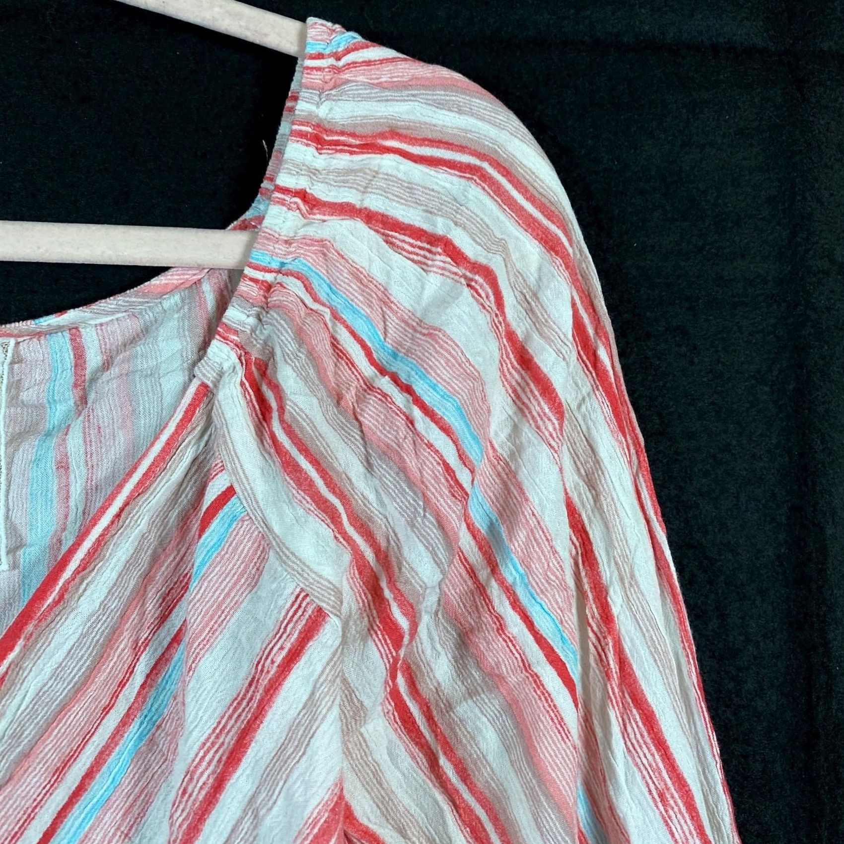 Anthropologie Sadie & Sage Anthropologie Womens Blouse Multi Striped Deep V Long Sleeve M Shirt Girls? Size M / US 6-8 / IT 42-44 - 5 Thumbnail