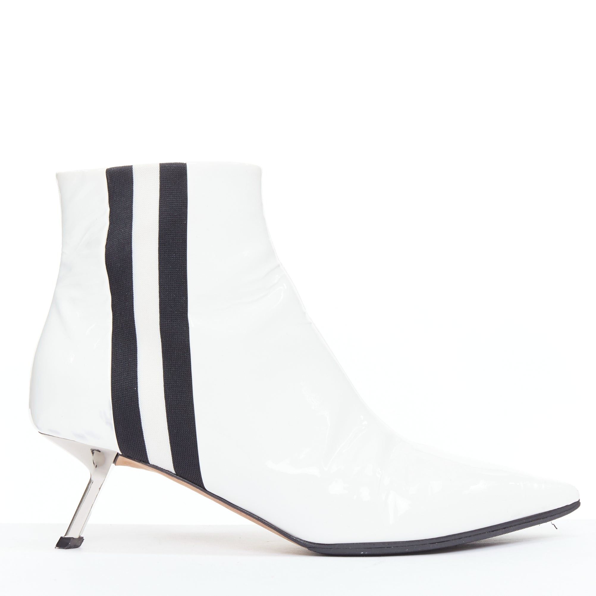 Other ALCHIMIA DI BALLIN side striped white patent leather silver kitten booties EU38.5 Size US 8.5 / IT 38.5 - 1 Thumbnail